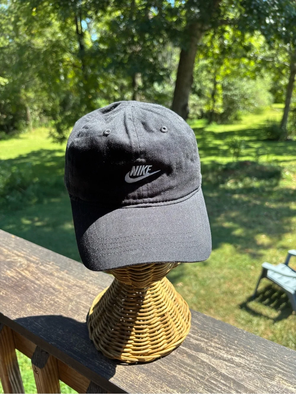 Nike Youth Black Swoosh Logo Adjustable Baseball Cap Hat Size 4-7 Cotton